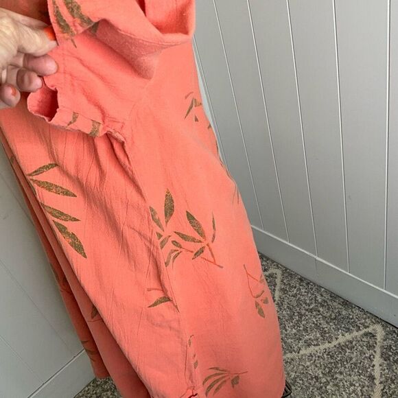 Color Me Cotton CMC Womens Size Small Mini Dress Orange Floral Short Sleeves - Picture 9 of 12